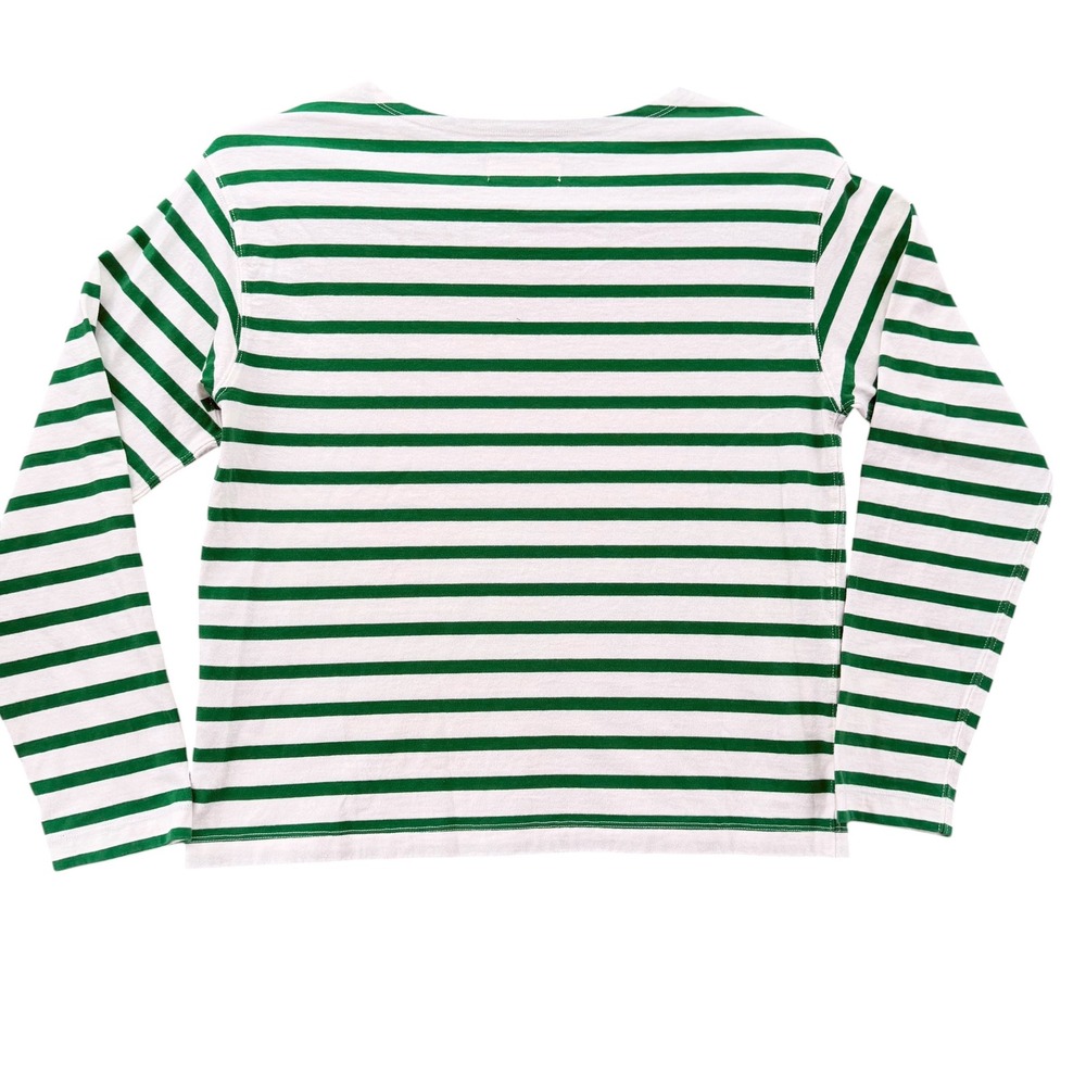 Everlane Breton Stripe Long Sleeve Boat Neck Tee Green White Womens Small - Picture 7 of 7
